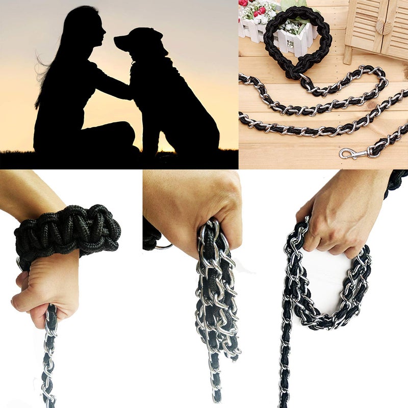 AncBace Dog Leash Metal Leashes Chain Rope with Pet Collar Training Walking Leads Heavy Duty Anti Bite 360 Hook for Medium and Large Dogs (Small) - Image 5